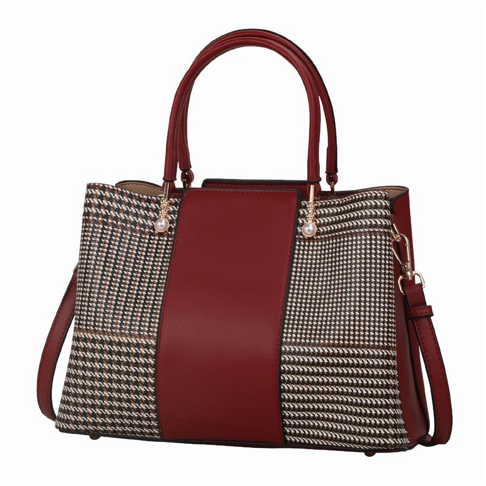 Aidrani Fashion cowhide plaid bag 2024 new large capacity leather women's handbag carrying middle-aged mother bag