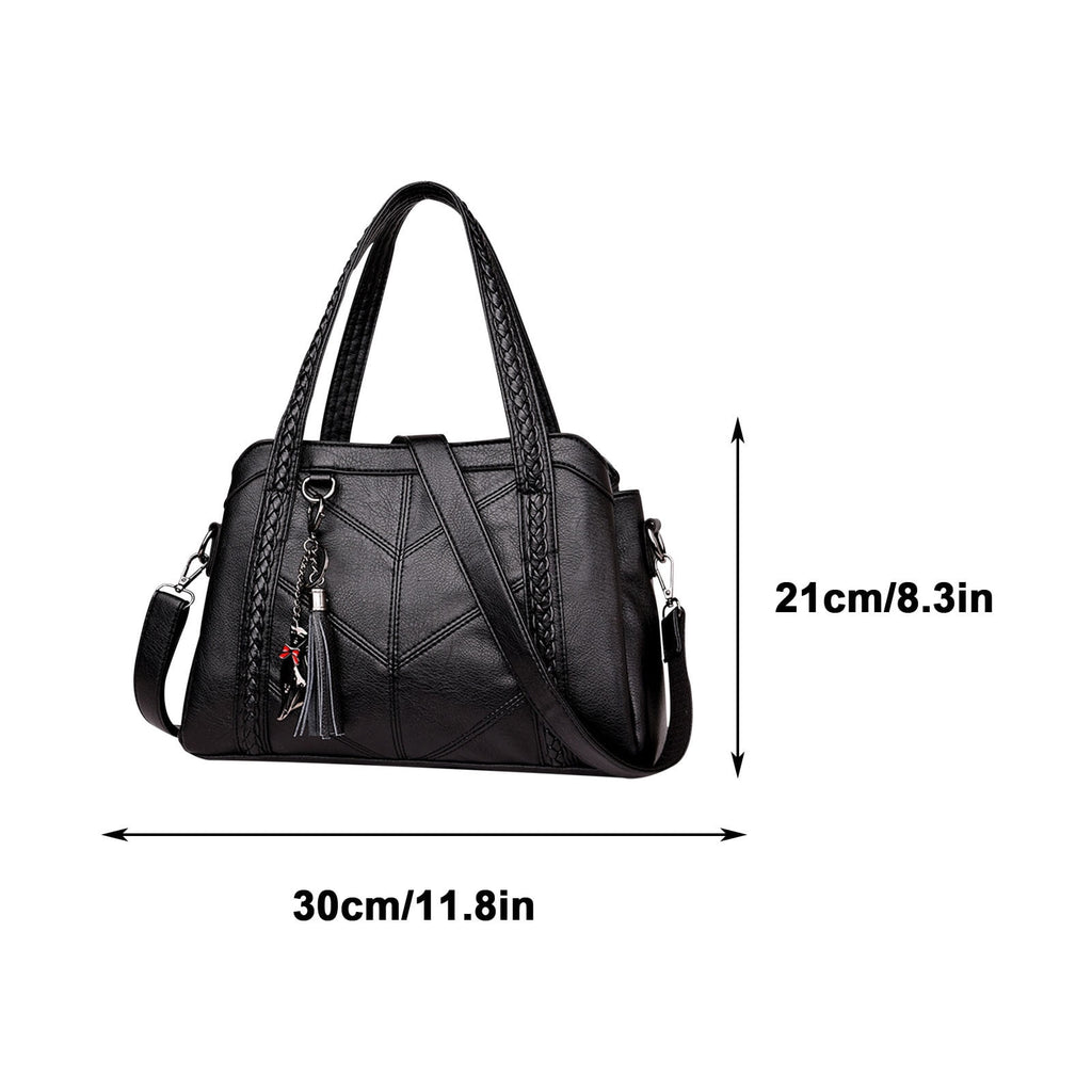 Women's Leather Tote Bag - Large Capacity Shoulder Bag with Adjustable Strap, 3 Compartments & Multiple Pockets, 11.8x4.7x7.8 Inches, Elegant Handbag for Work, Travel, Gift