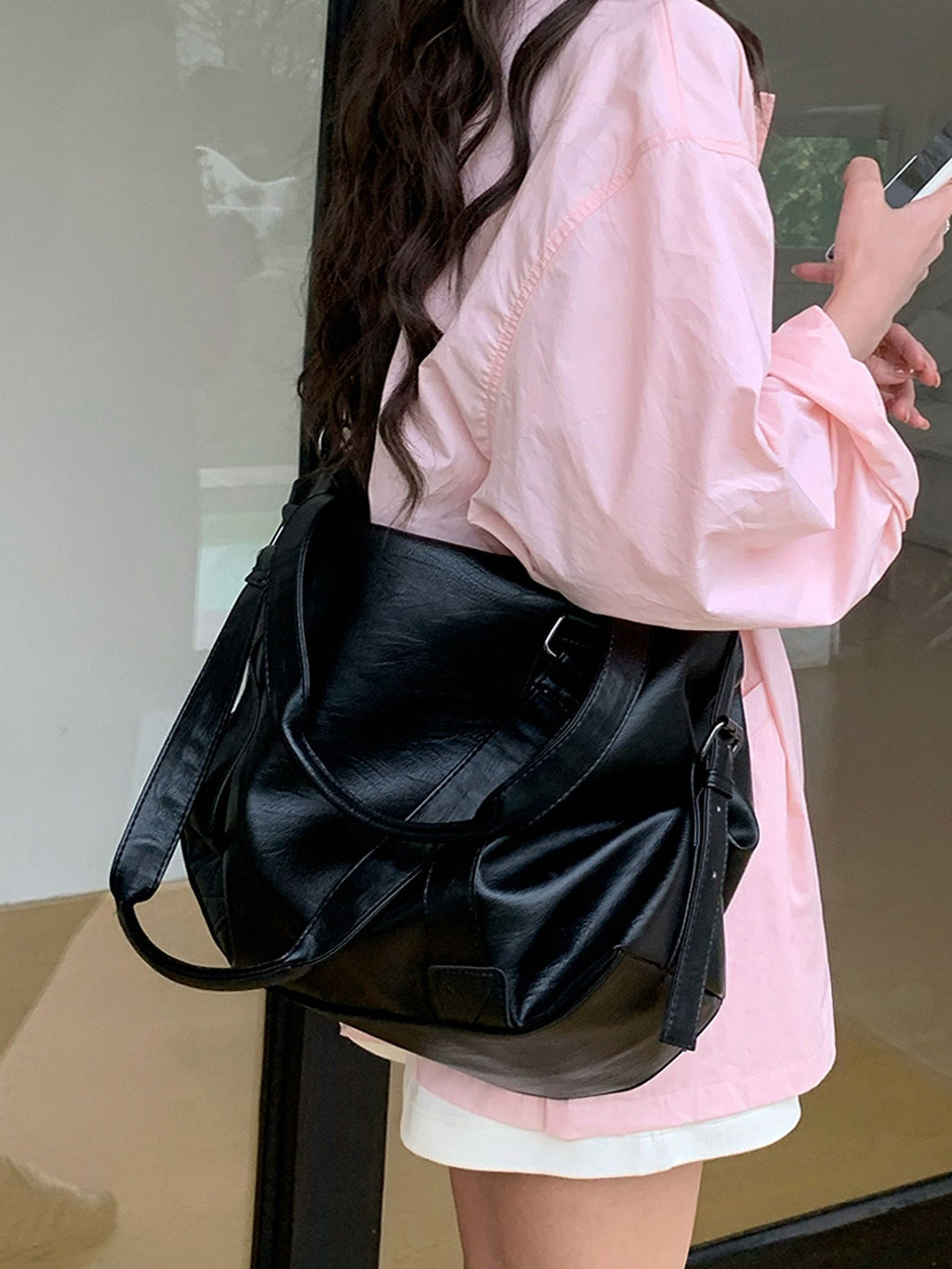 Vintage Large Capacity Ladies Messenger Bag Simple Women's Travel Shoulder Bags Soft PU Leather Female Handbags Big Tote Purse