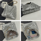 Zhengup Womens Fashion Shoulder Bag Y2k Sparkly Glitter Sequin Purse Large Totes Top Handle Satchel with Chain Party