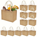 Burlap Jute Canvas Blank Tote Bag, 12-Piece Set