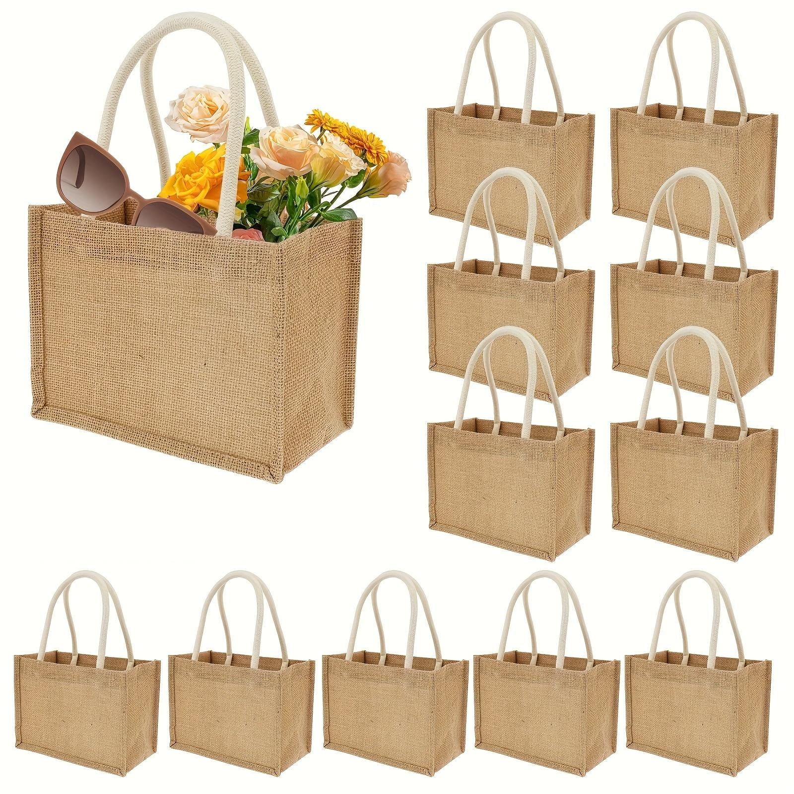 Burlap Jute Canvas Blank Tote Bag, 12-Piece Set