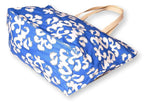 X Large Canvas Blue Damask Print Beach Bag Travel Tote for Women