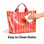 WANDF PVC Tote Bag for Women,Plastic Tote Bags for Shopping,Travel,Work,Classic Woman Handbags with Inner Pocket,Eco-Friendly Gift Bag for Ladies,Mom,Sister,Besties(Orange Pink Stripe)