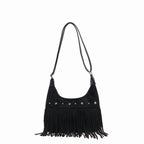Baguery Women's Fringe Tote Bag - Western Star Studded Vintage Faux Suede Hobo/Shoulder Bag for Daily Casual (11.02×7.09×2.36in)​