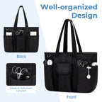 Canvas Tote Bag for Women With Pockets, Kabaqoo Work Crossbody Everyday Satchel, Purses Shoulder Tote Bag